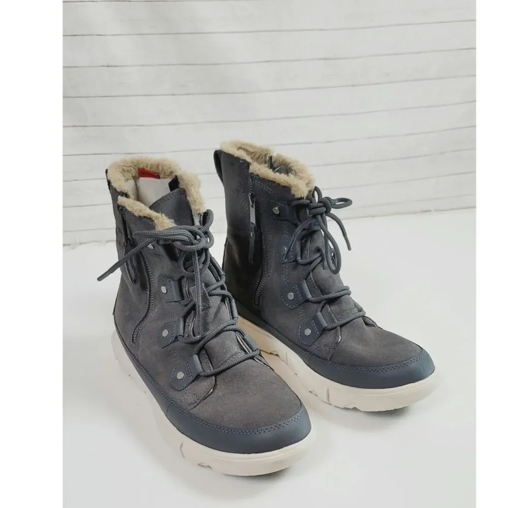 Sorel Explorer II Joan Faux Fur Waterproof Boot in Gray, sz 9.5